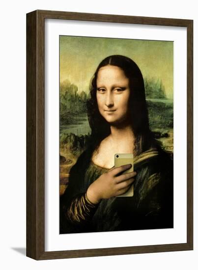 Mona Lisa Selfie Portrait-null-Framed Art Print