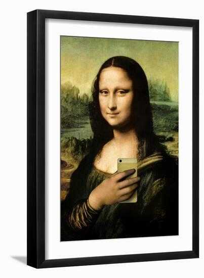Mona Lisa Selfie Portrait--Framed Art Print