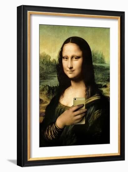 Mona Lisa Selfie Portrait-null-Framed Art Print