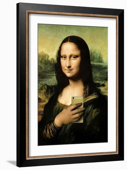 Mona Lisa Selfie Portrait-null-Framed Premium Giclee Print