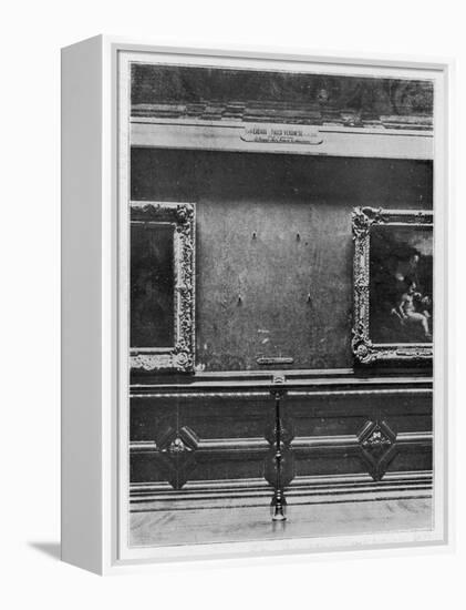 Mona Lisa the Gap on the Wall of the Carre Gallery of the Louvre Museum Paris-null-Framed Stretched Canvas