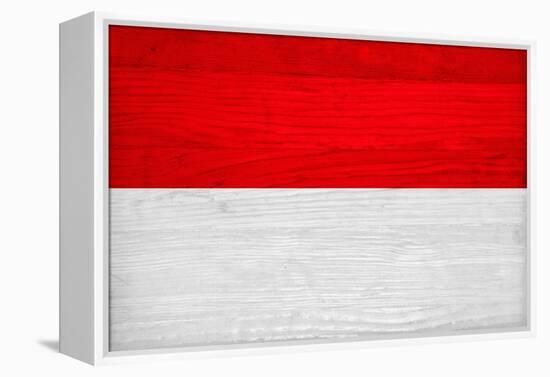 Monaco Flag Design with Wood Patterning - Flags of the World Series-Philippe Hugonnard-Framed Stretched Canvas