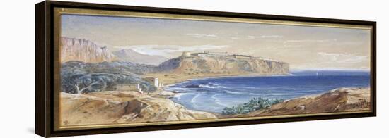 Monaco from Cap D'Ail, 1865-Edward Lear-Framed Premier Image Canvas