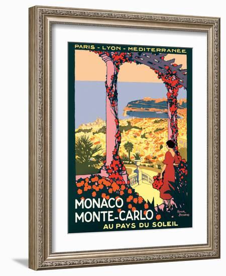 Monaco Monte-Carlo - Au pays du Soleil (Land of the Sun), Vintage Railroad Travel Poster, 1920-Roger Broders-Framed Art Print