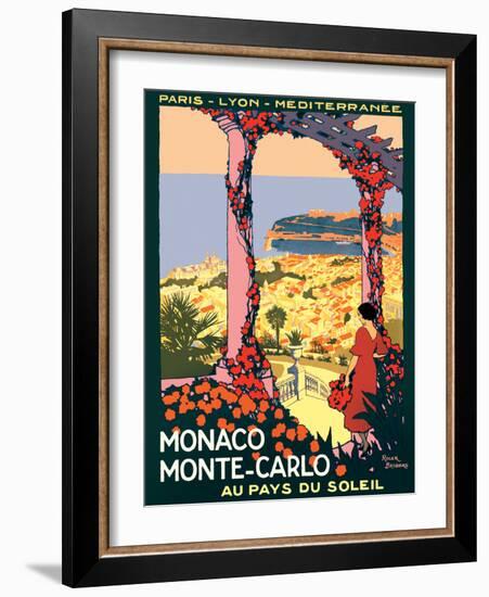 Monaco Monte-Carlo - Au pays du Soleil (Land of the Sun), Vintage Railroad Travel Poster, 1920-Roger Broders-Framed Art Print