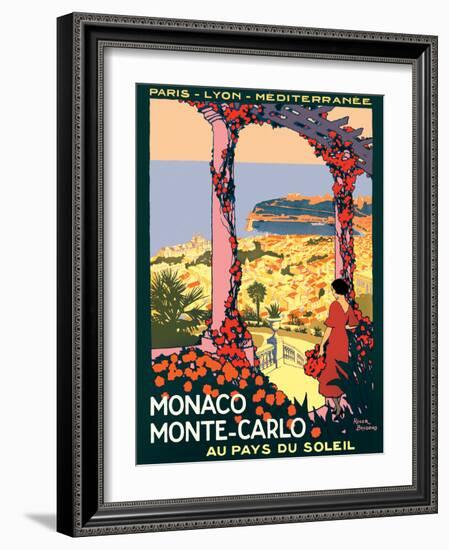 Monaco Monte-Carlo - Au pays du Soleil (Land of the Sun), Vintage Railroad Travel Poster, 1920-Roger Broders-Framed Art Print