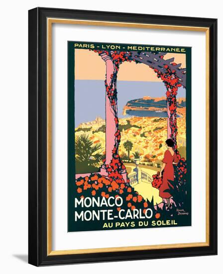 Monaco Monte-Carlo - Au pays du Soleil (Land of the Sun), Vintage Railroad Travel Poster, 1920-Roger Broders-Framed Art Print