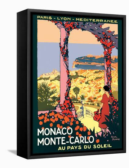 Monaco Monte-Carlo - Au pays du Soleil (Land of the Sun), Vintage Railroad Travel Poster, 1920-Roger Broders-Framed Stretched Canvas