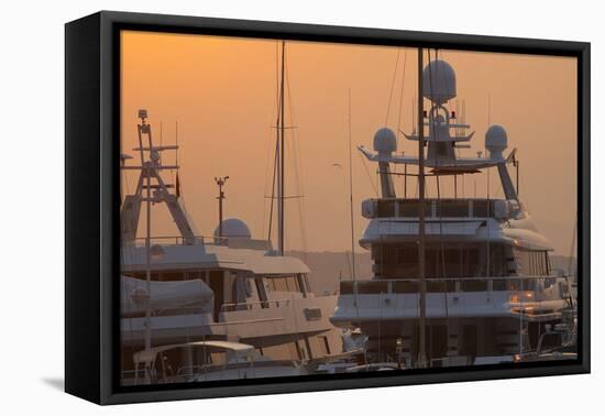 Monaco, Monte Carlo, Harbour, Luxury Yachts, Detail-Chris Seba-Framed Premier Image Canvas