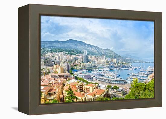 Monaco Montecarlo Principality Aerial View Cityscape. Azure Coast. France-stevanzz-Framed Premier Image Canvas