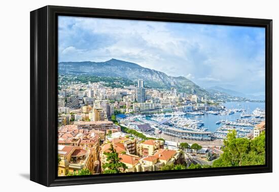 Monaco Montecarlo Principality Aerial View Cityscape. Azure Coast. France-stevanzz-Framed Premier Image Canvas