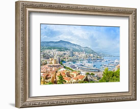 Monaco Montecarlo Principality Aerial View Cityscape. Azure Coast. France-stevanzz-Framed Photographic Print