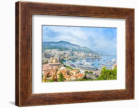 Monaco Montecarlo Principality Aerial View Cityscape. Azure Coast. France-stevanzz-Framed Photographic Print