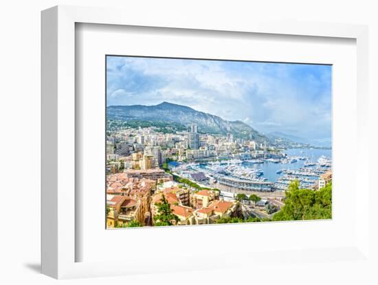 Monaco Montecarlo Principality Aerial View Cityscape. Azure Coast. France-stevanzz-Framed Photographic Print