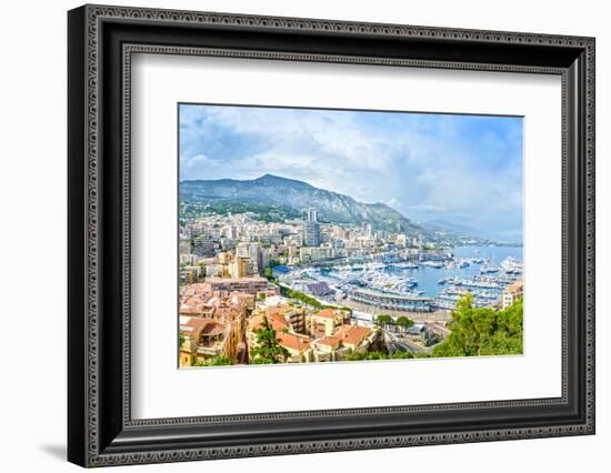 Monaco Montecarlo Principality Aerial View Cityscape. Azure Coast. France-stevanzz-Framed Photographic Print