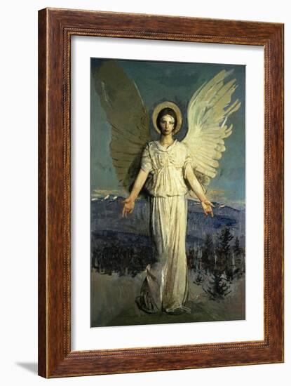 Monadnock Angel, 1920-21 (Oil on Canvas)-Abbott Handerson Thayer-Framed Giclee Print