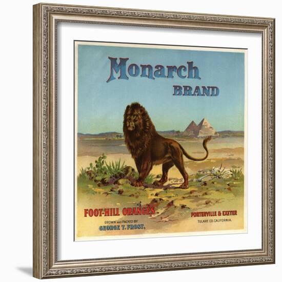 Monarch Brand - Porterville, California - Citrus Crate Label-Lantern Press-Framed Art Print