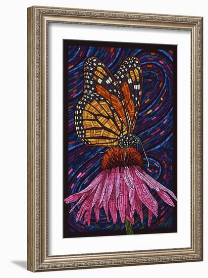 Monarch Butterfly - Paper Mosaic-Lantern Press-Framed Art Print