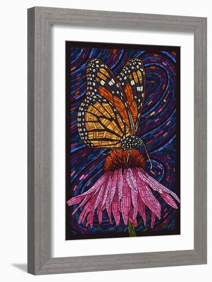 Monarch Butterfly - Paper Mosaic-Lantern Press-Framed Art Print