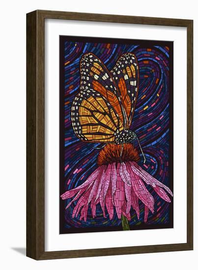 Monarch Butterfly - Paper Mosaic-Lantern Press-Framed Art Print