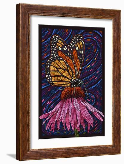 Monarch Butterfly - Paper Mosaic-Lantern Press-Framed Art Print