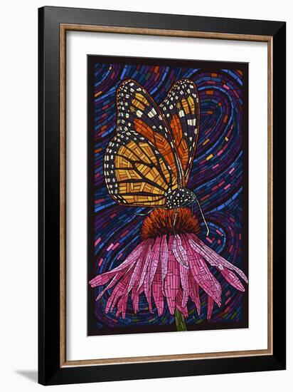 Monarch Butterfly - Paper Mosaic-Lantern Press-Framed Art Print