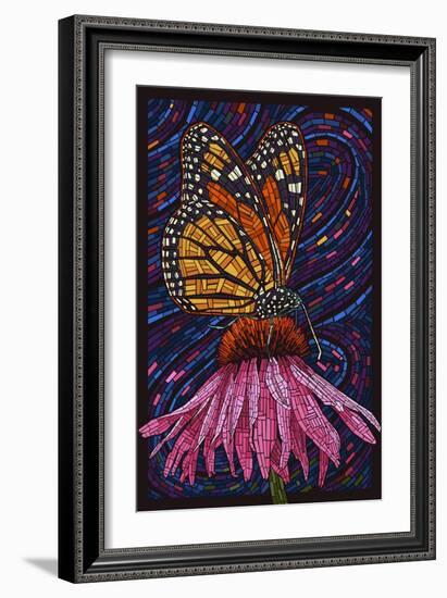 Monarch Butterfly - Paper Mosaic-Lantern Press-Framed Art Print