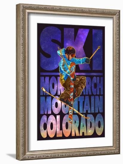 Monarch Mountain, Colorado - Milky Way Skier-Lantern Press-Framed Art Print