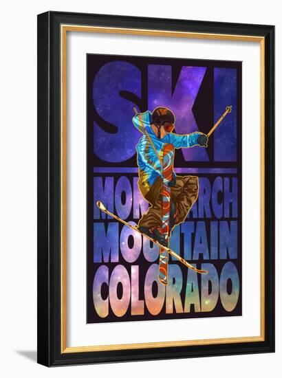 Monarch Mountain, Colorado - Milky Way Skier-Lantern Press-Framed Art Print