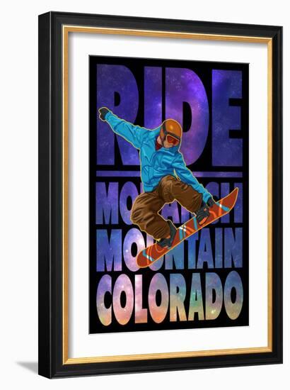 Monarch Mountain, Colorado - Milky Way Snowboarder-Lantern Press-Framed Premium Giclee Print