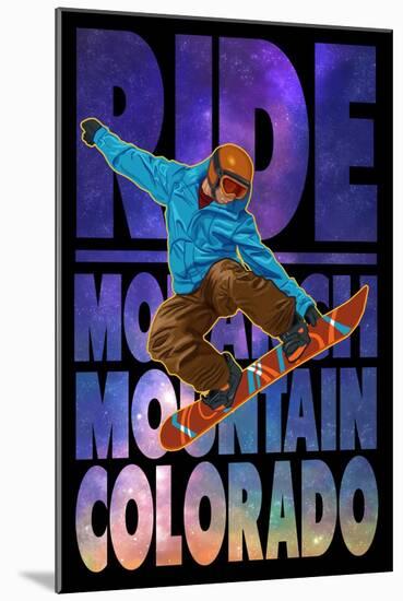 Monarch Mountain, Colorado - Milky Way Snowboarder-Lantern Press-Mounted Art Print