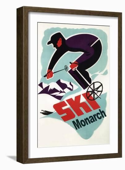 Monarch Mountain, Colorado - Vintage Skier-Lantern Press-Framed Art Print