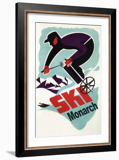 Monarch Mountain, Colorado - Vintage Skier-Lantern Press-Framed Art Print