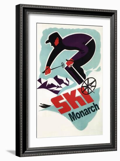 Monarch Mountain, Colorado - Vintage Skier-Lantern Press-Framed Art Print