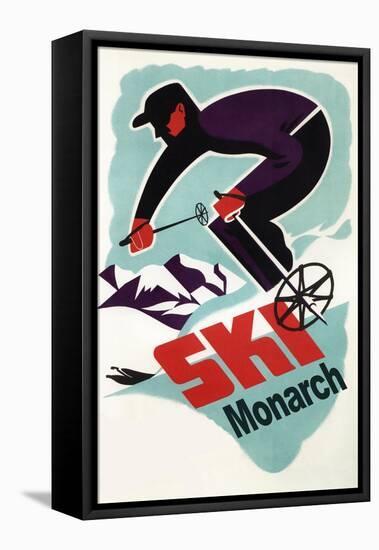 Monarch Mountain, Colorado - Vintage Skier-Lantern Press-Framed Stretched Canvas