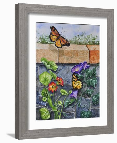 Monarchs, Nasturtiums and Morning Glories-Charlsie Kelly-Framed Giclee Print