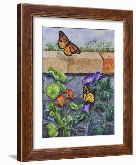 Monarchs, Nasturtiums and Morning Glories-Charlsie Kelly-Framed Giclee Print