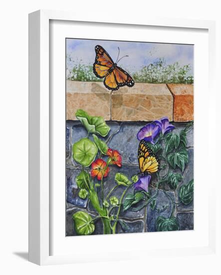 Monarchs, Nasturtiums and Morning Glories-Charlsie Kelly-Framed Giclee Print