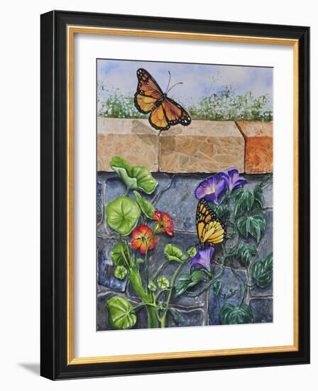 Monarchs, Nasturtiums and Morning Glories-Charlsie Kelly-Framed Giclee Print