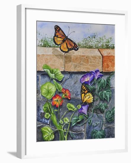 Monarchs, Nasturtiums and Morning Glories-Charlsie Kelly-Framed Giclee Print