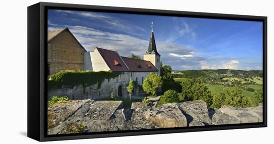 Monastery church Zscheiplitz, view of the Unstruttal, Freyburg, Saxony-Anhalt, Germany-Andreas Vitting-Framed Stretched Canvas