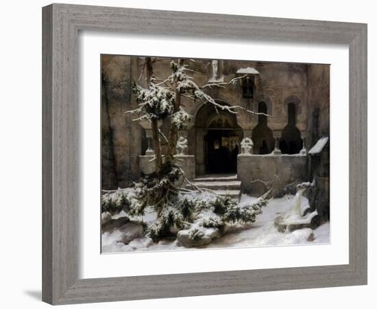 Monastery Garden in Snow-Carl Friedrich Lessing-Framed Giclee Print