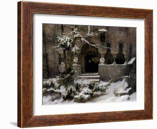 Monastery Garden in Snow-Carl Friedrich Lessing-Framed Giclee Print