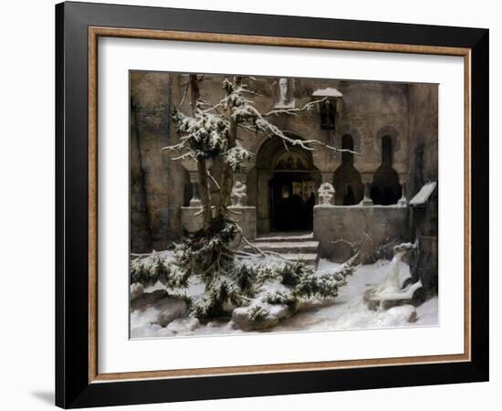 Monastery Garden in Snow-Carl Friedrich Lessing-Framed Giclee Print