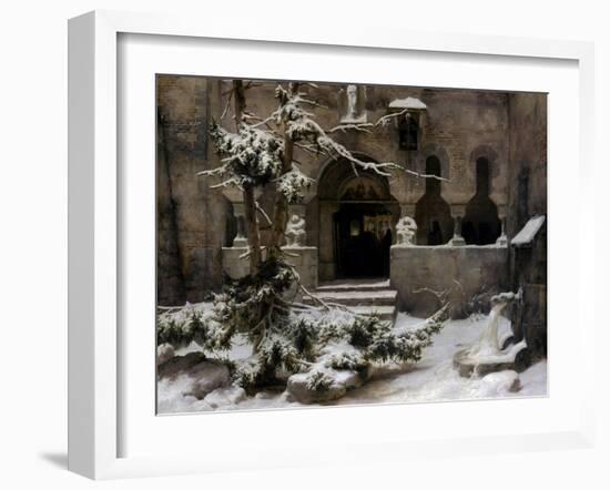 Monastery Garden in Snow-Carl Friedrich Lessing-Framed Giclee Print