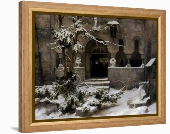 Monastery Garden in Snow-Carl Friedrich Lessing-Framed Premier Image Canvas