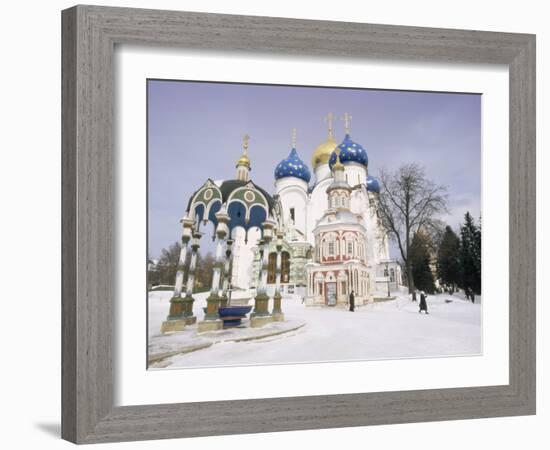 Monastery of the Christian St. Sergius Cathedral of the Assumption in Snow, Moscow Area, Russia-Gavin Hellier-Framed Photographic Print