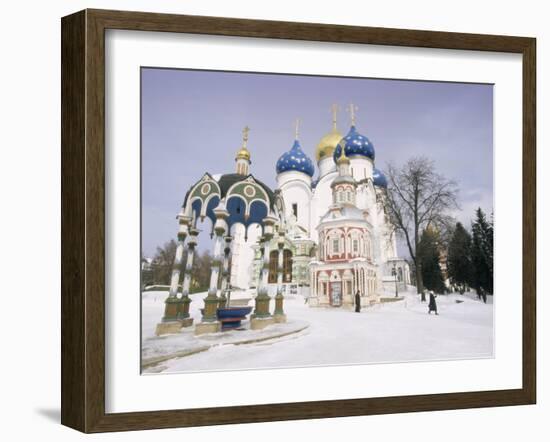 Monastery of the Christian St. Sergius Cathedral of the Assumption in Snow, Moscow Area, Russia-Gavin Hellier-Framed Photographic Print