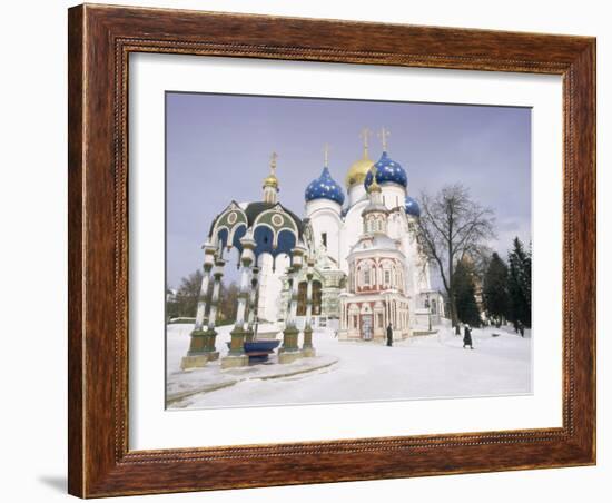 Monastery of the Christian St. Sergius Cathedral of the Assumption in Snow, Moscow Area, Russia-Gavin Hellier-Framed Photographic Print