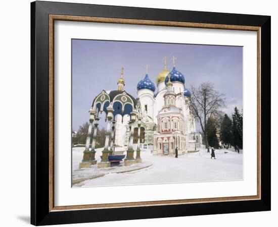 Monastery of the Christian St. Sergius Cathedral of the Assumption in Snow, Moscow Area, Russia-Gavin Hellier-Framed Photographic Print